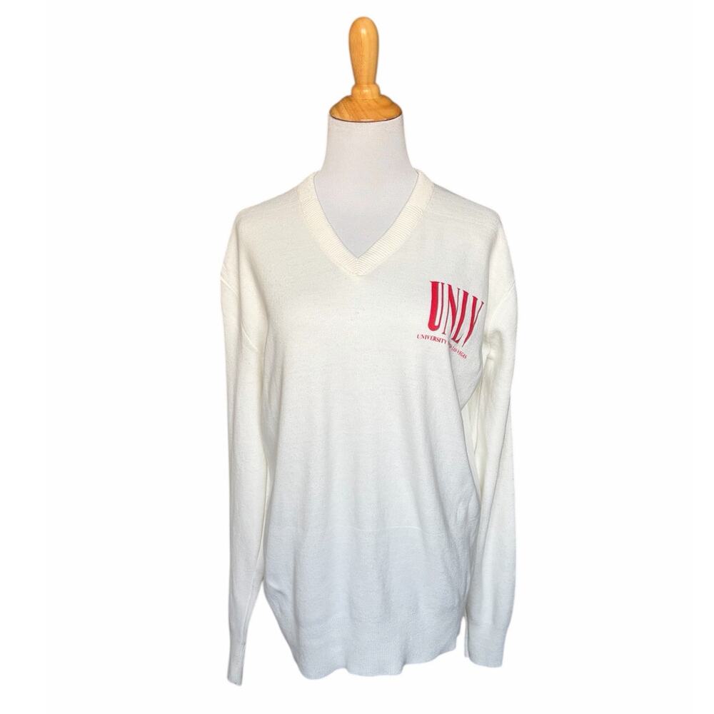 VTG McBriar White UNLV Women's V Neck Pullover Sweater Sz M - Picture 5 of 11